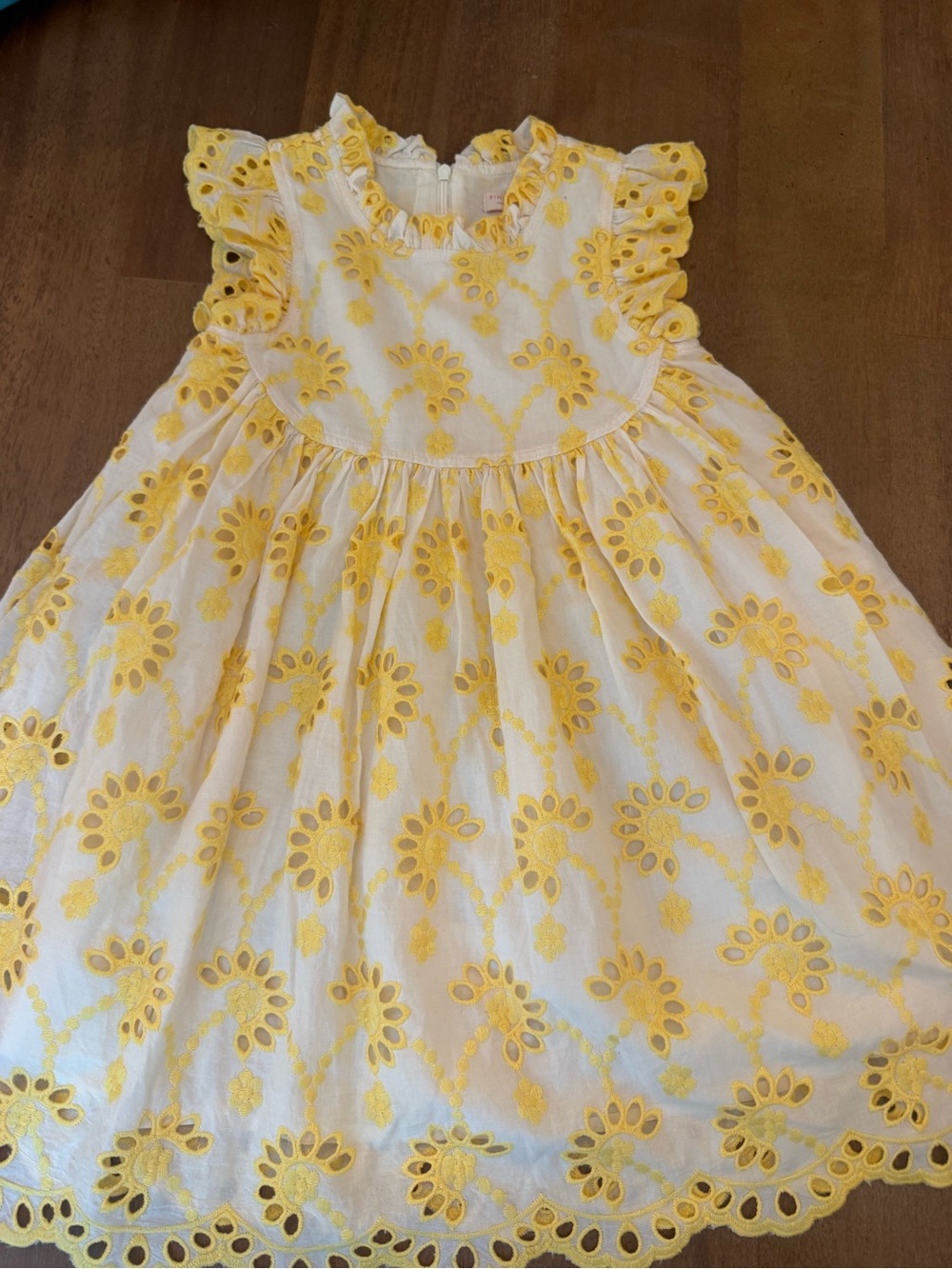Pink Chicken Yellow Eyelet Ruffle Sleeve Dress